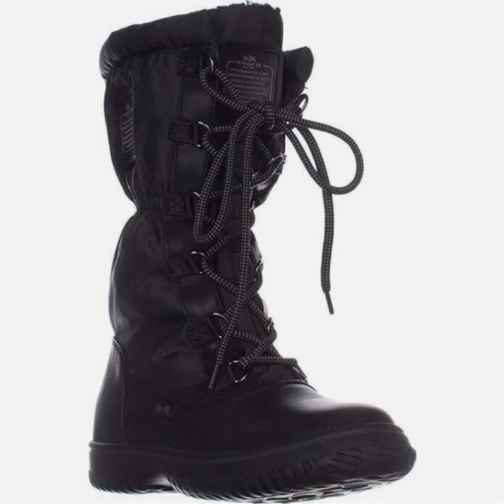 NWOB Coach Sage Lace Up Winter Snow Boots Black - Picture 3 of 5